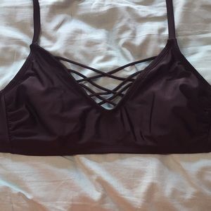 Black D/DD Target Criss Cross Bikini Top